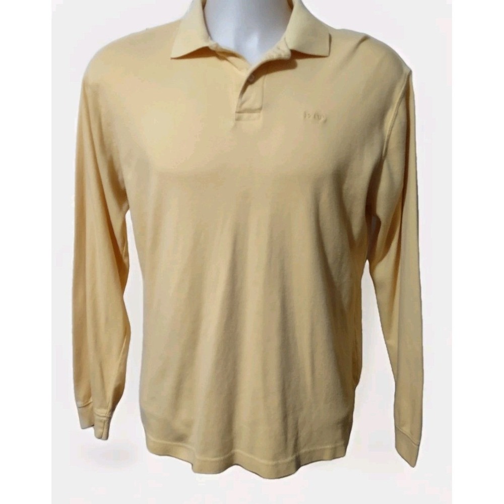 Izod Long Sleeve Polo Shirt Men's Size Large Collared Pullover Relaxed Yellow